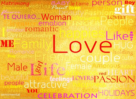 Seamless pattern made from words which relate with word love