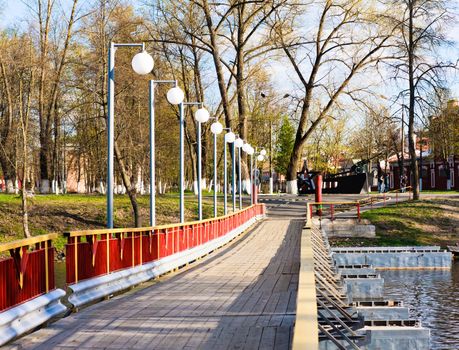 wooden bridge view to the park