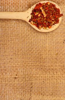 Spices on burlap
