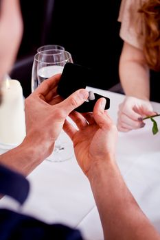 happy couple in restaurant romantic date love dinner valentines day wedding