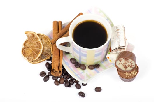 Cup of coffee on white