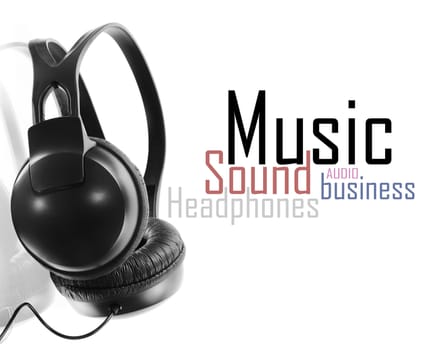 black headphones isolated on white background