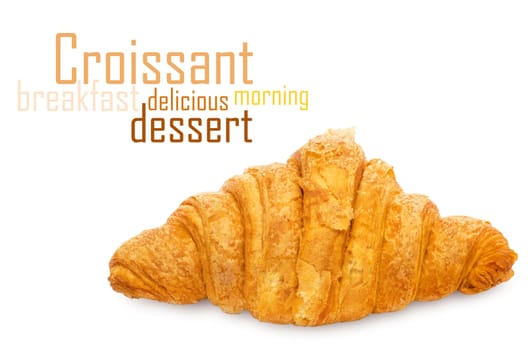 Fresh and tasty croissant over white background