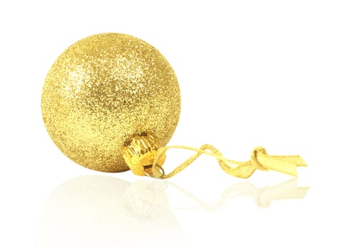 golden dull christmas ball isolated on white