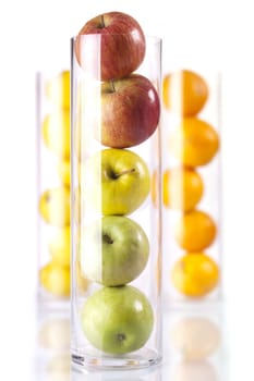 Group of fruit in glass: Appless, Oranges, Lemons