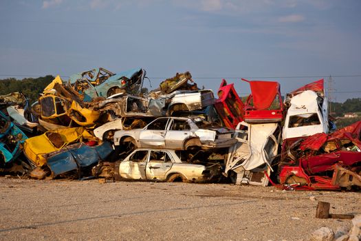 Old Junk Cars On Junkyard
