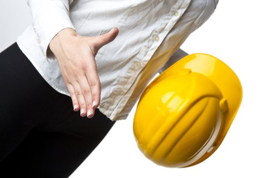 Woman Architect with hardhat Ready For Handshaking