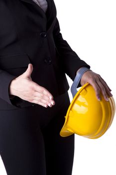 Woman Architect with hardhat Ready For Handshaking