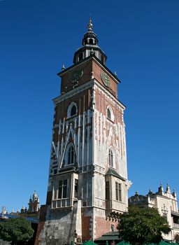Tower on the Rynek Square in Krakow, Poland