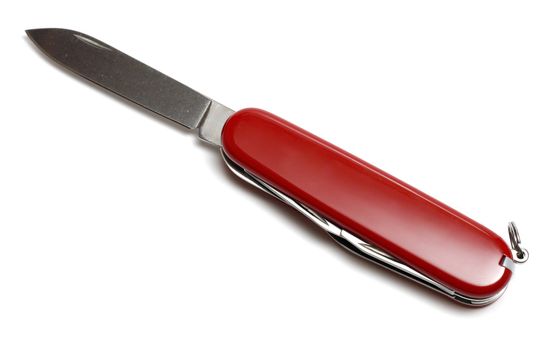 Folding pocket knife isolated on white background