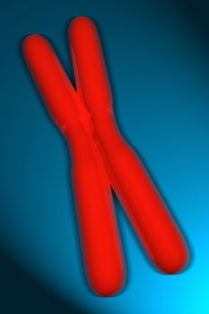 Chromosome illustration, 3D digital rendering.