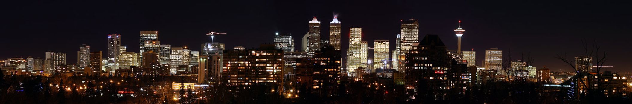 Panoramic image of Calgary
 Canada  by night