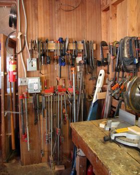 Tool bench of a carpenter/ boatmaker workshop