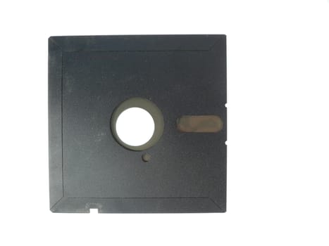 frontal photo of an old 5.25 inch floppy disk.