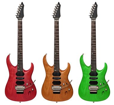 Electric guitars isolated on white background