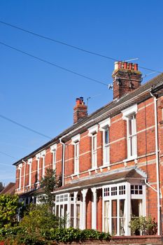 Row of victorian town houses in a UK town