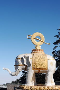 White elephant statue in a Buddhist temple in Sichuan, China