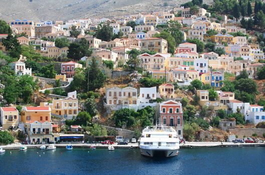Greece. Dodecanesse. Island Symi (Simi). Colorful houses 