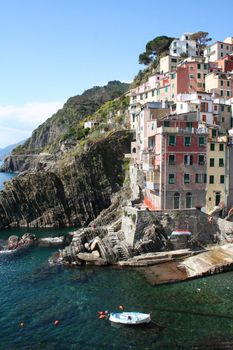 Italy. Cinque Terre. Colorful houses of Riomaggiore village 
