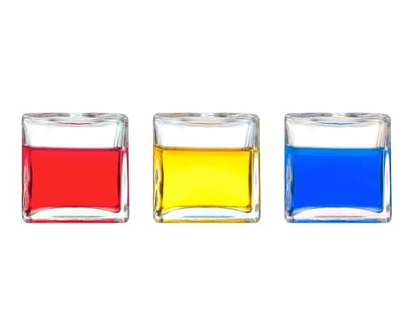 Glass blocks isolated against a white background