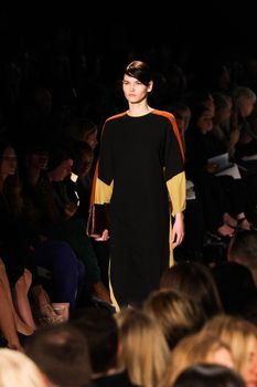 NEW YORK - FEBRUARY 09: Model walks the runway for the BCBGMAXAZRIA collections Mercedes-Benz Fashion Week at Lincoln Centre on February 09, 2012 in New York.