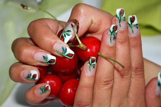 Beautiful female hands with manicure  