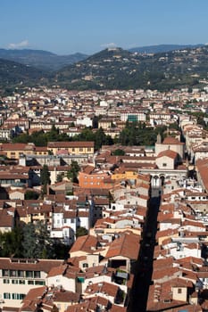 Florence - the view on Santissima Annunziata from the dome Duomo