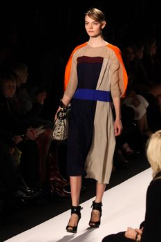 NEW YORK - FEBRUARY 09: Model walks the runway for the BCBGMAXAZRIA collections Mercedes-Benz Fashion Week at Lincoln Centre on February 09, 2012 in New York.