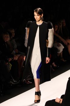 NEW YORK - FEBRUARY 09: Model walks the runway for the BCBGMAXAZRIA collections Mercedes-Benz Fashion Week at Lincoln Centre on February 09, 2012 in New York.