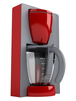 Red modern cofee machine isolated on white background