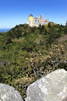 vertical view of Pena castle in sintra, Portugal