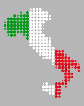 Map and flag of Italy