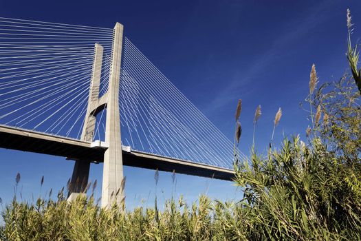 The famous Vasco da Gama bridge in Lisbon, Portugal 