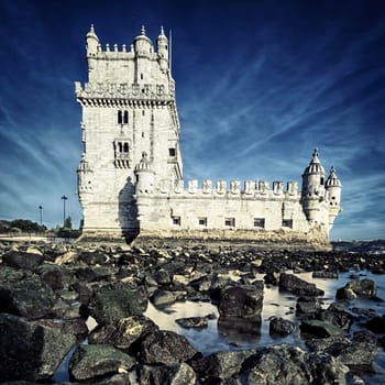 famous Tower of Belem,  Lisbon, Portugal. 