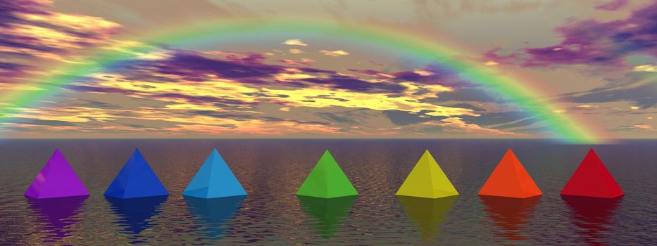 rainbow and pyramids chakra