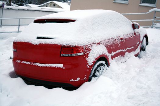 car in the winter on the road