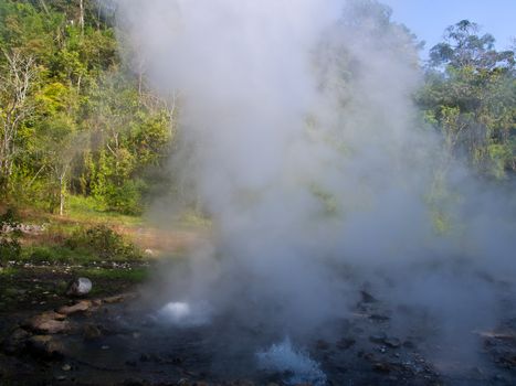 Geyser hot spring in Huai Nam Dang National Park in Chiang Mai, Thailand