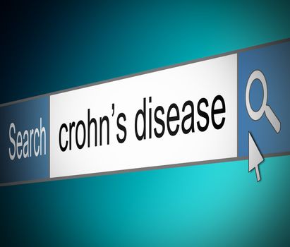 Illustration depicting a screen shot of an internet search bar containing a Crohn's Disease concept.