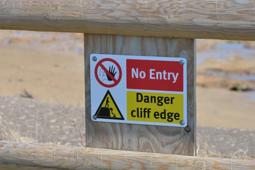 Cliff edge danger sign