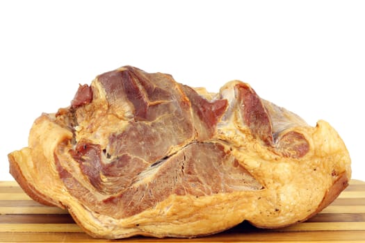 smoked ham on white background