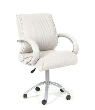 The office chair from white leather