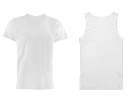 two white T-shirt isolated on white background