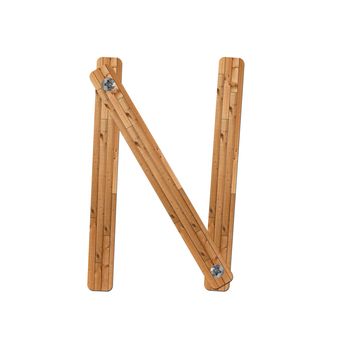 wooden alphabet - letter N� on white background