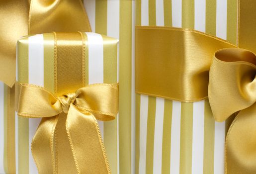 Gold gift boxes background