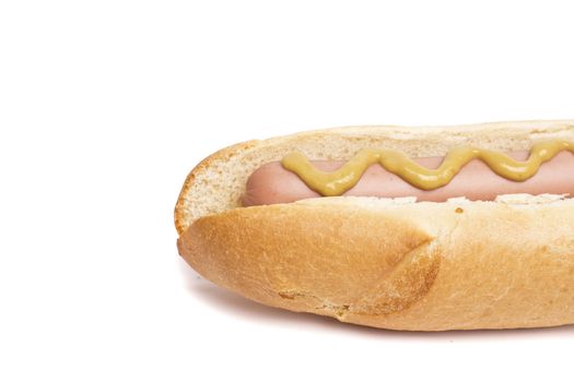 An old-fashioned hot dog with mustard