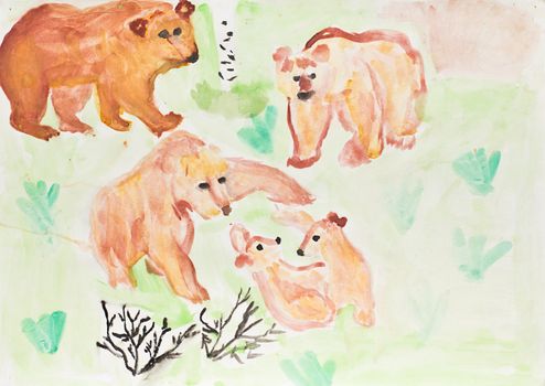 children painting - bear family