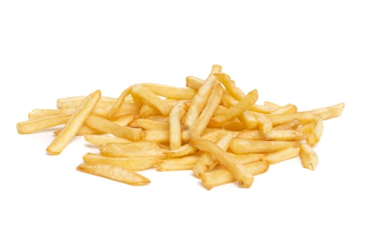 Fried potato chips isolated on white background