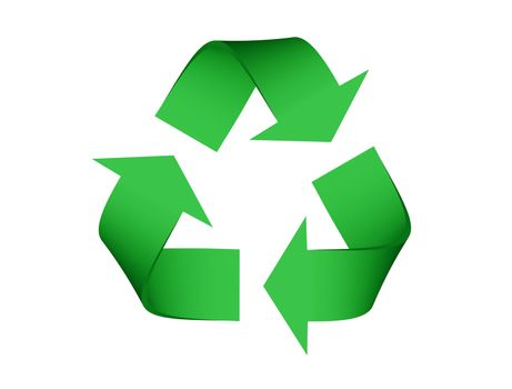 recycle symbol made in 3D render, isolated on white background