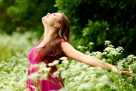 woman outdoor feel natural freedom