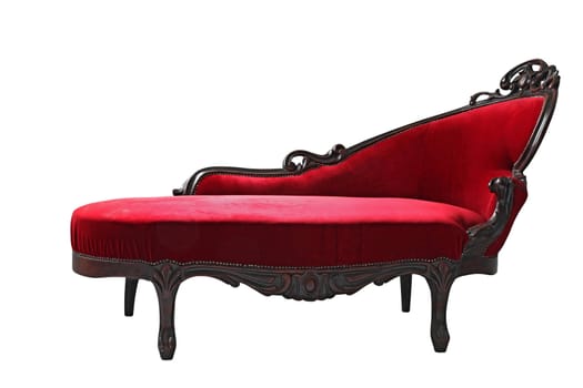 vintage luxury red sofa isolated on white background
